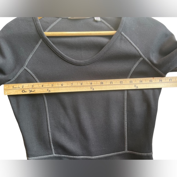 ATHLETA Black Ponte Knit Contour Athletic Dress Zipper Trim Shortsleeve - Sz XXS - Picture 7 of 10